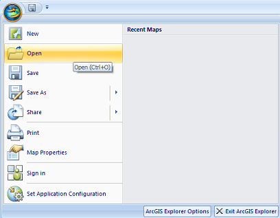 ArcGIS Explorer Open File